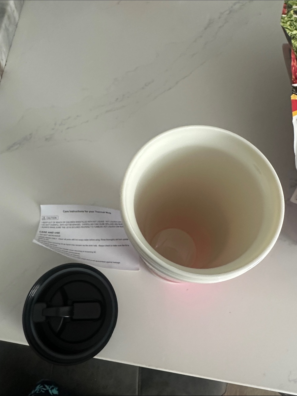 NWT kate spade White, Hot Pink & Black 'Eat Cake for Breakfast' Travel Mug - Picture 8 of 10